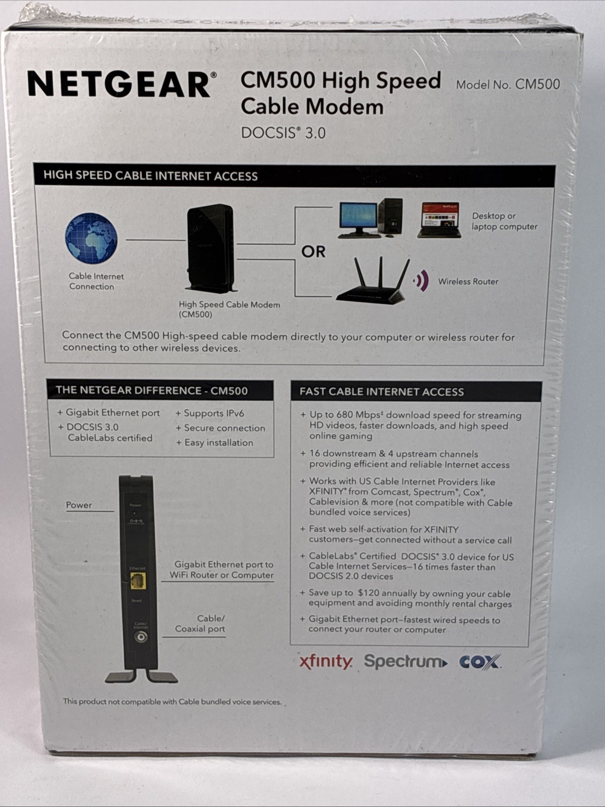 NETGEAR CM500 680 Mbps – Black Cable Modem
