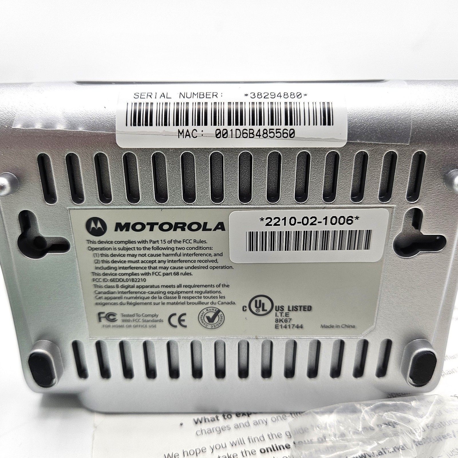 Motorola 2210-02-1006 High Speed Internet DSL Modem – NEW WITHOUT BOX