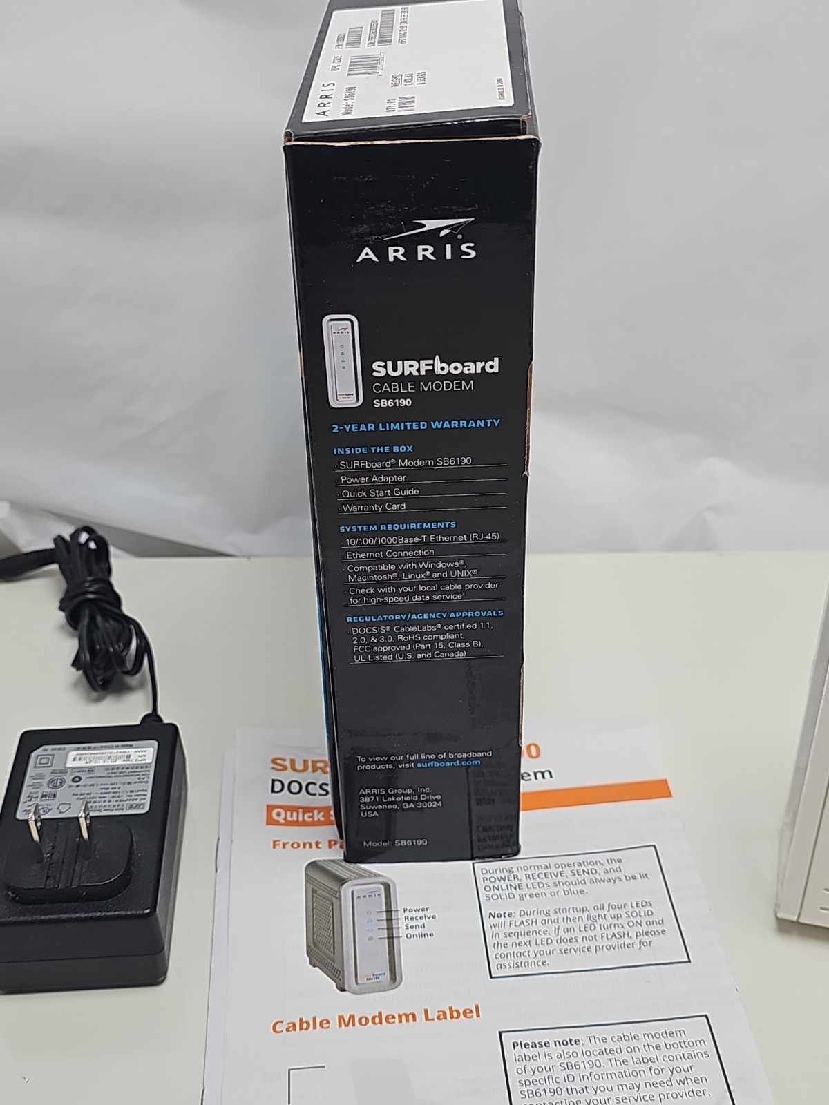 ARRIS Surfboard SB6190 – 32×8 Docsis 3.0 Cable Modem – White