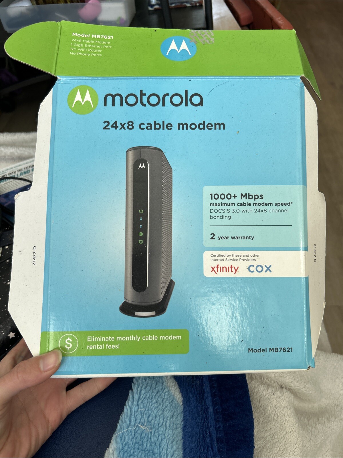 Motorola MB7621 24×8 DOCSIS 3.0 Cable Modem 1000+ Mbps Comcast XFINITY COX
