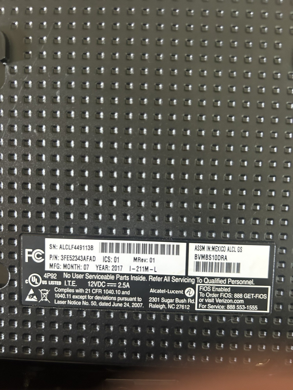 Verizon FIOS Optical Network Terminal G-211M-C Modem & Power Supply