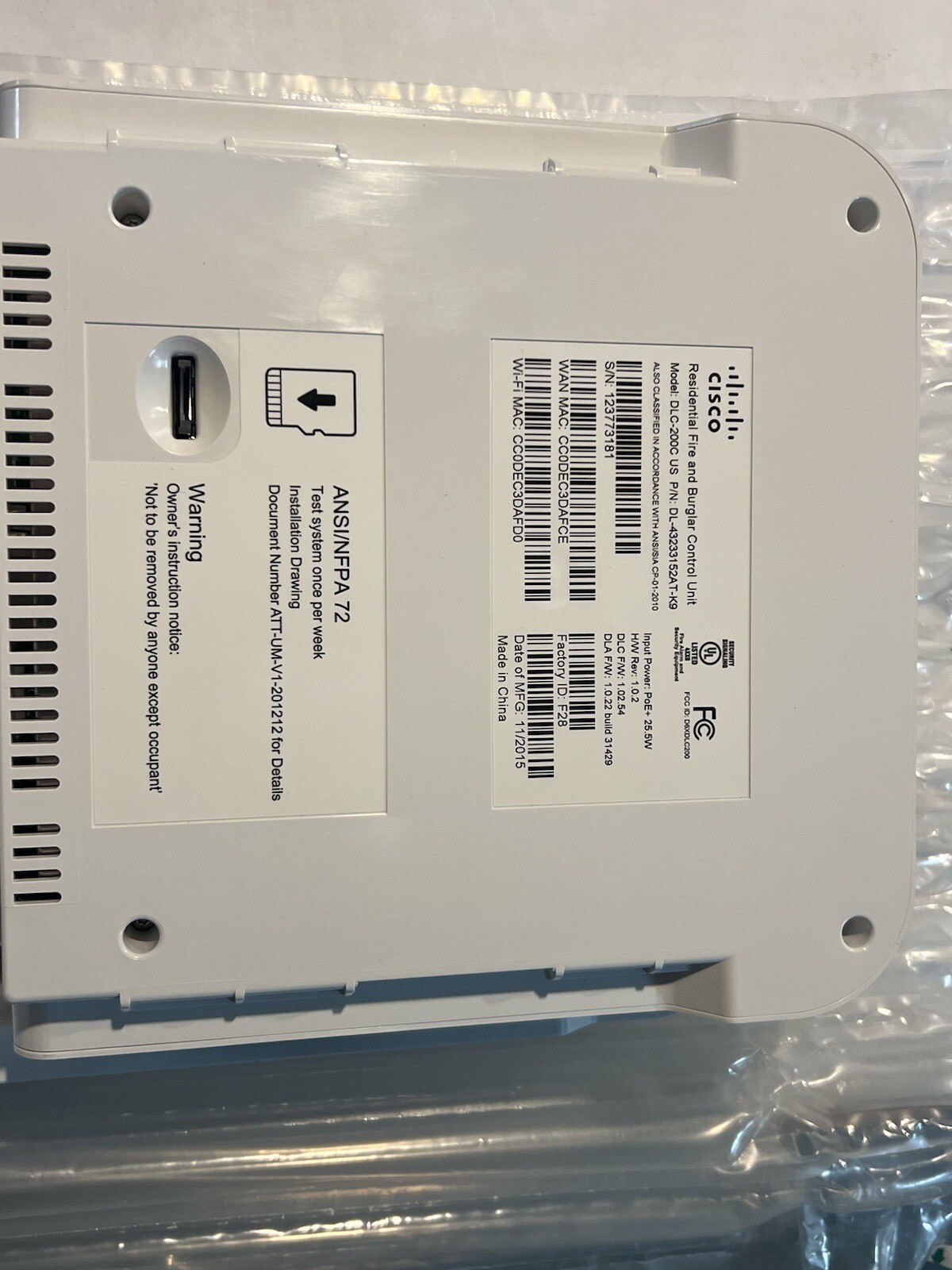 ATT DLC-200C Residential Fire and Burglar Control Unit – with SIM Card