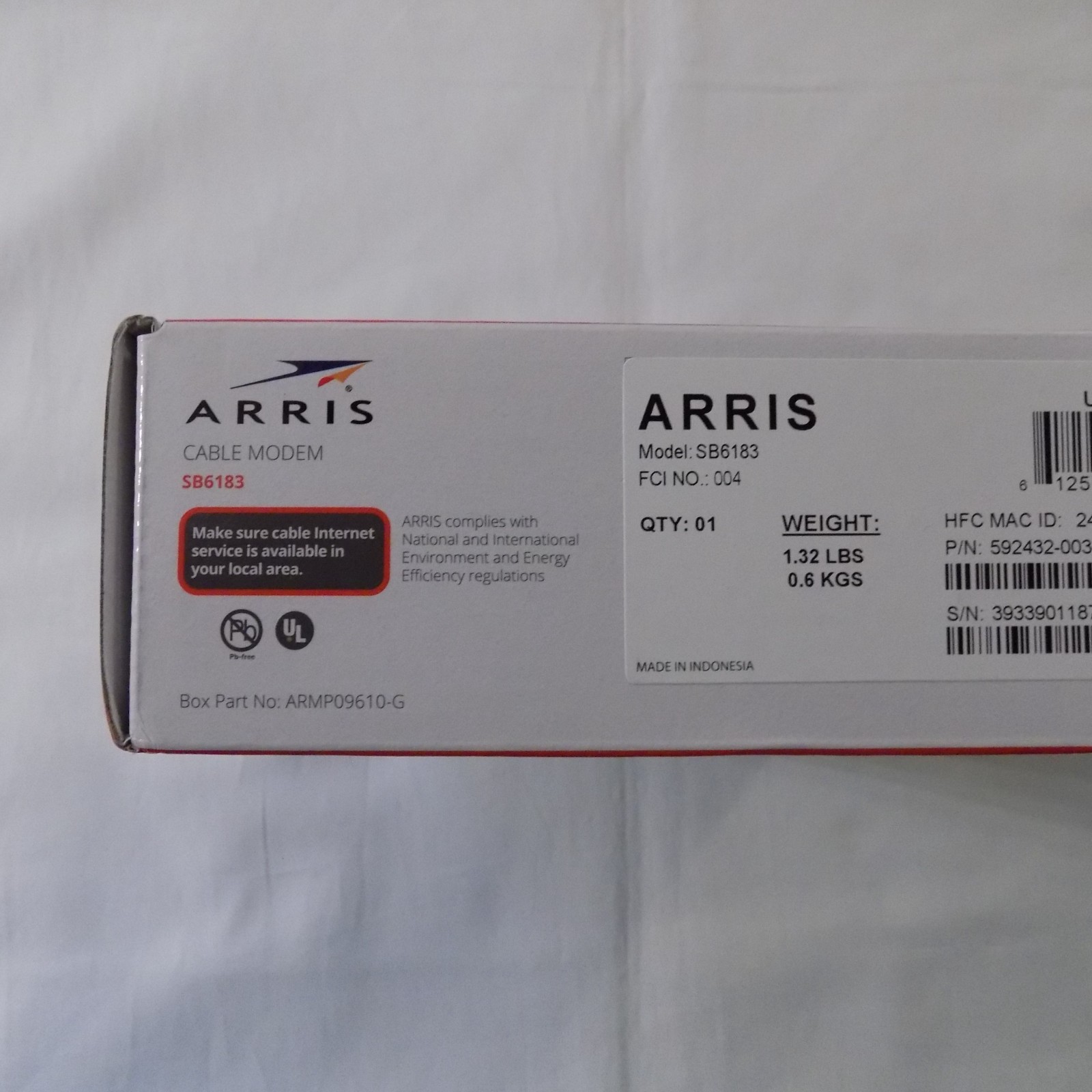 ARRIS SURFboard DOCSIS 3.0 Cable Modem SB6183 White New In Box