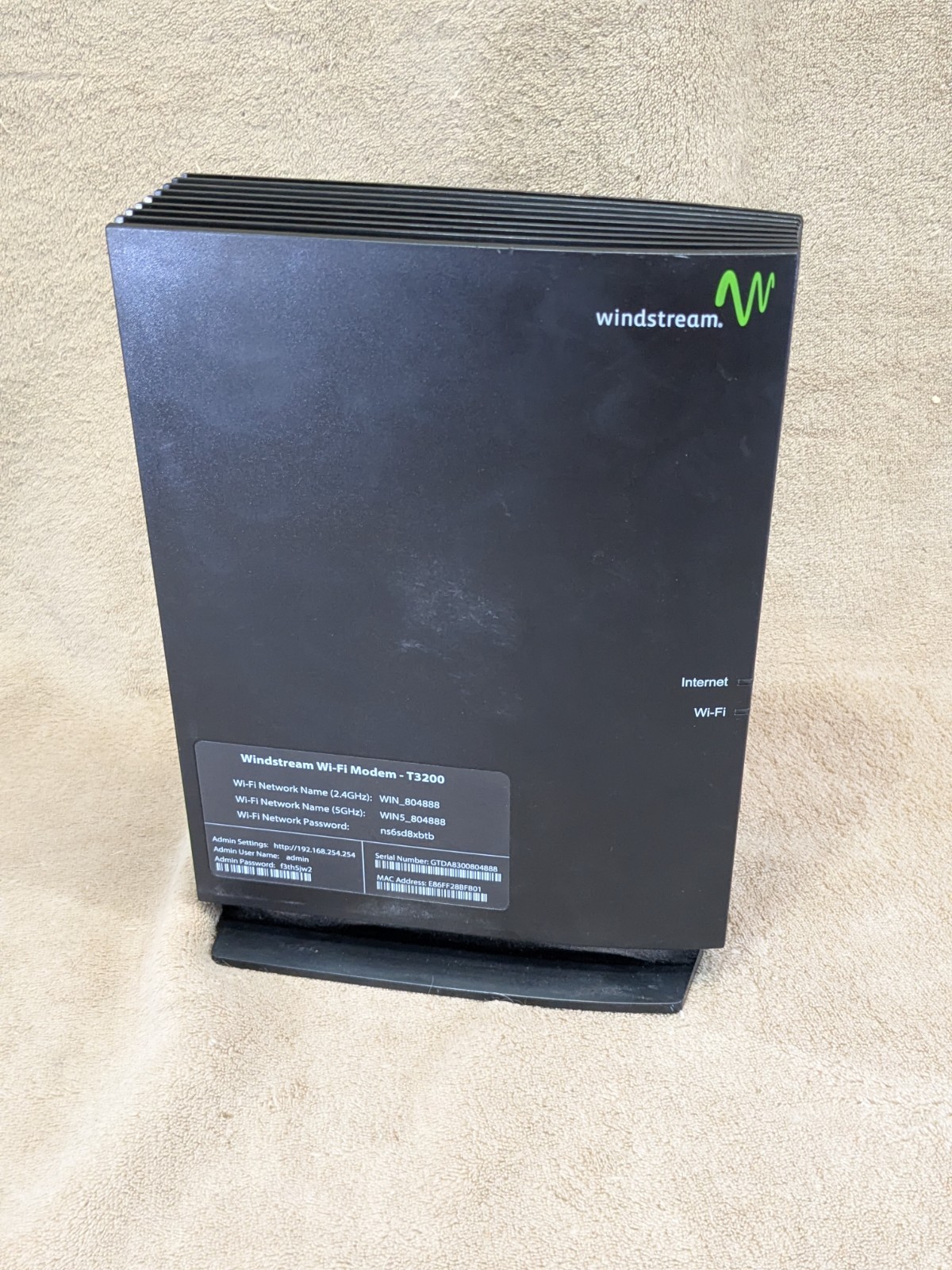 Actiontec Kinetic Windstream T3200 WiFi Modem NO CORDS