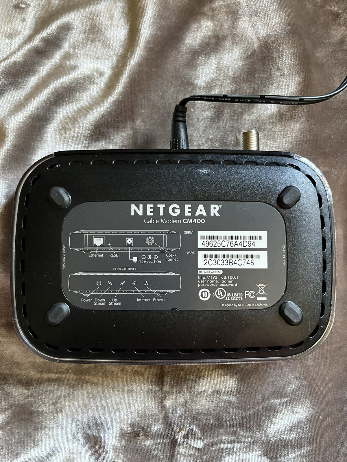 Netgear DOCSIS 30 (CM400-100NAS) 340 Mbps WORKS SEE PICS