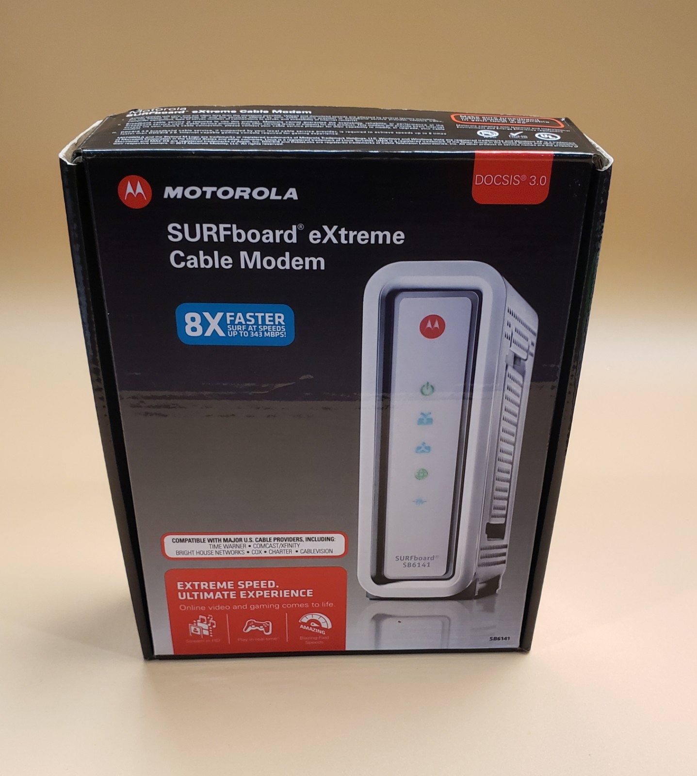 Motorola Arris SB6141 Wired Surfboard 8×4 Docsis 3.0 High Spd Cable Modem READ
