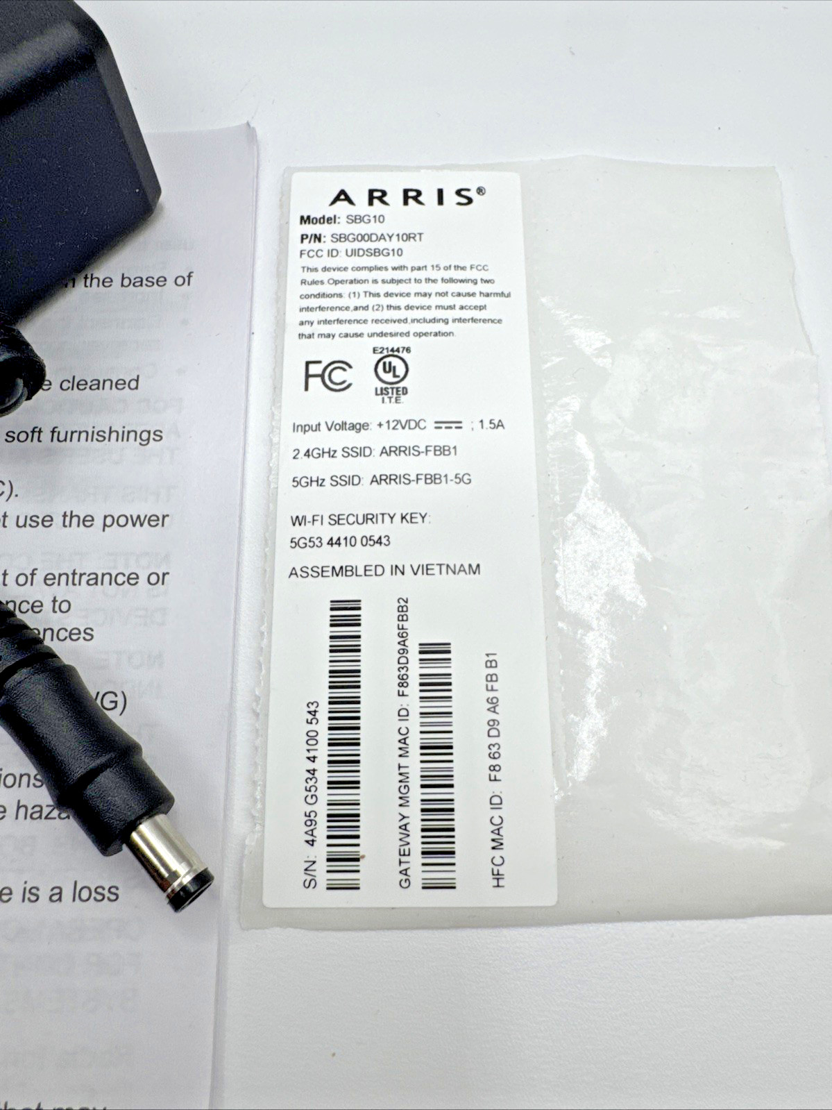 ARRIS SBG10 SURFboard DOCSIS 3.0 AC1600 WiFi Modem Router Xfinity Cox