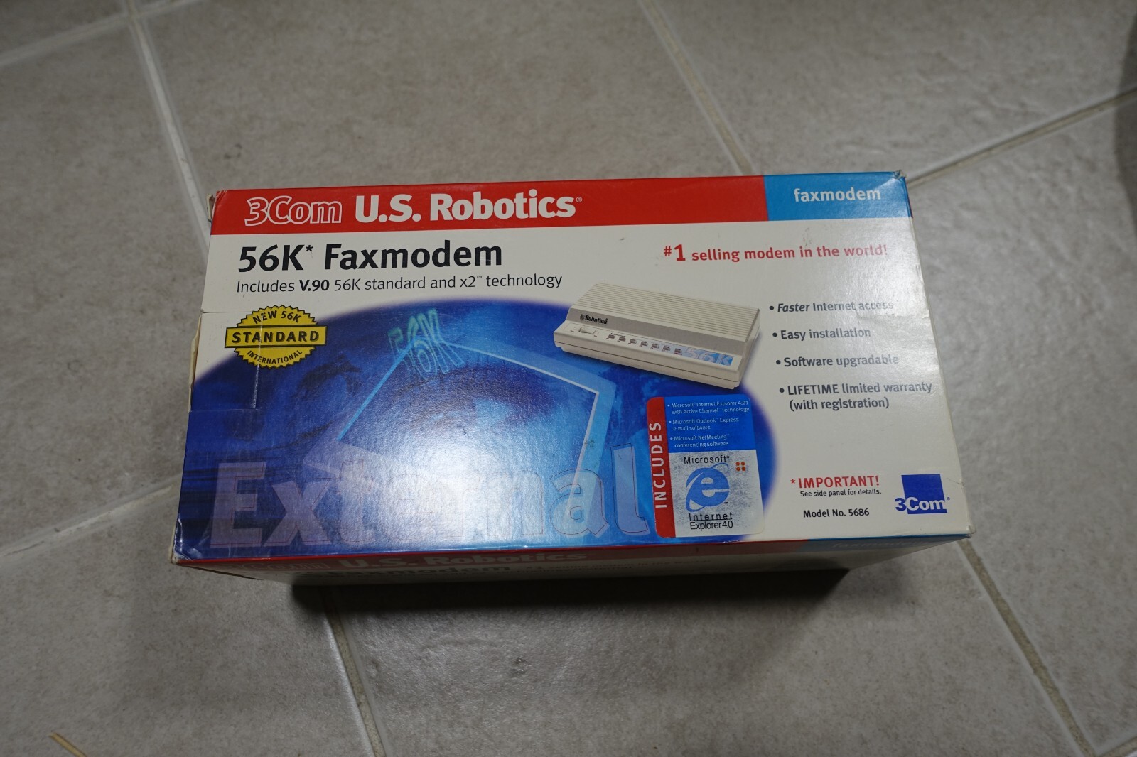 U.S. ROBOTICS 56K SPORTSTER COMPUTER EXTERNAL FAX MODEM V.90 #5686-03 open box