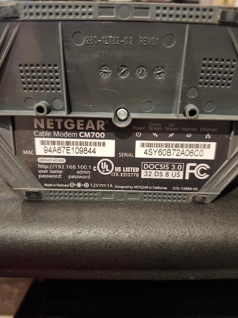 NETGEAR Cable Modem DOCSIS 3.0 (CM700-1AZNAS) Excellent Condition!
