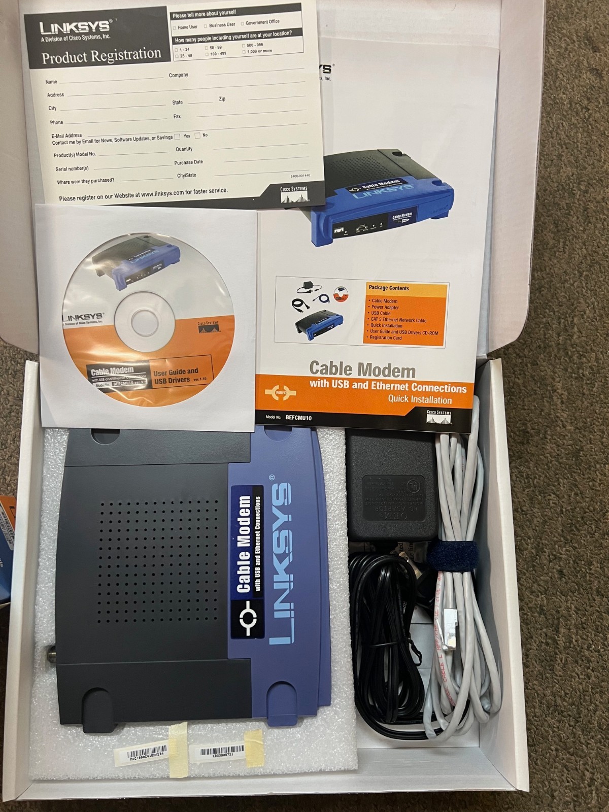 Linksys Cable Modem BEFCMU10 Open Box
