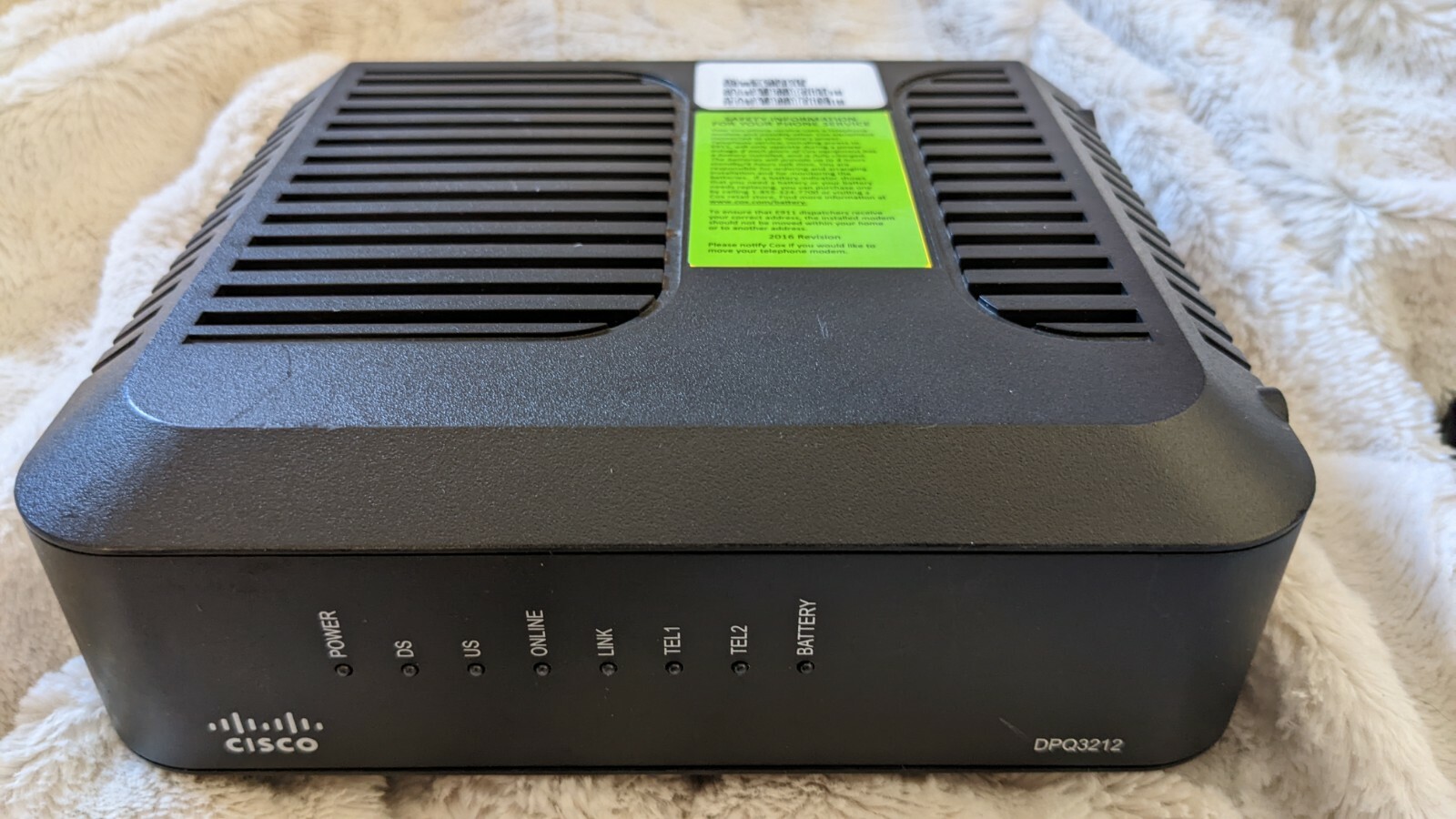 CISCO DPQ3212 CABLE MODEM DOCSIS 3.0 PHONE MODEM/CABLEVISION – no cords
