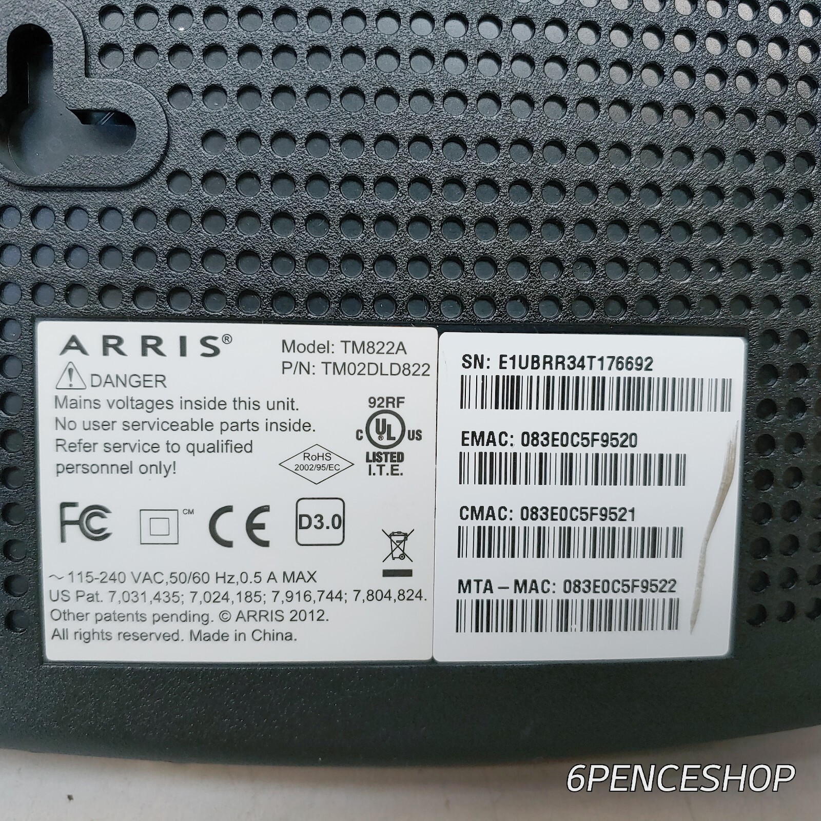 *Used Works Well* Arris TM822A Touchstone Docsis Cable Modem