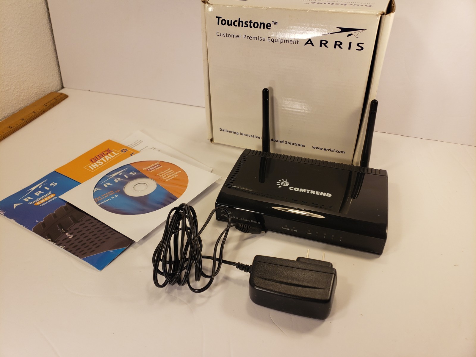 Arris Cable Modem Router Model CM450A WiFi AC Power Cord CD