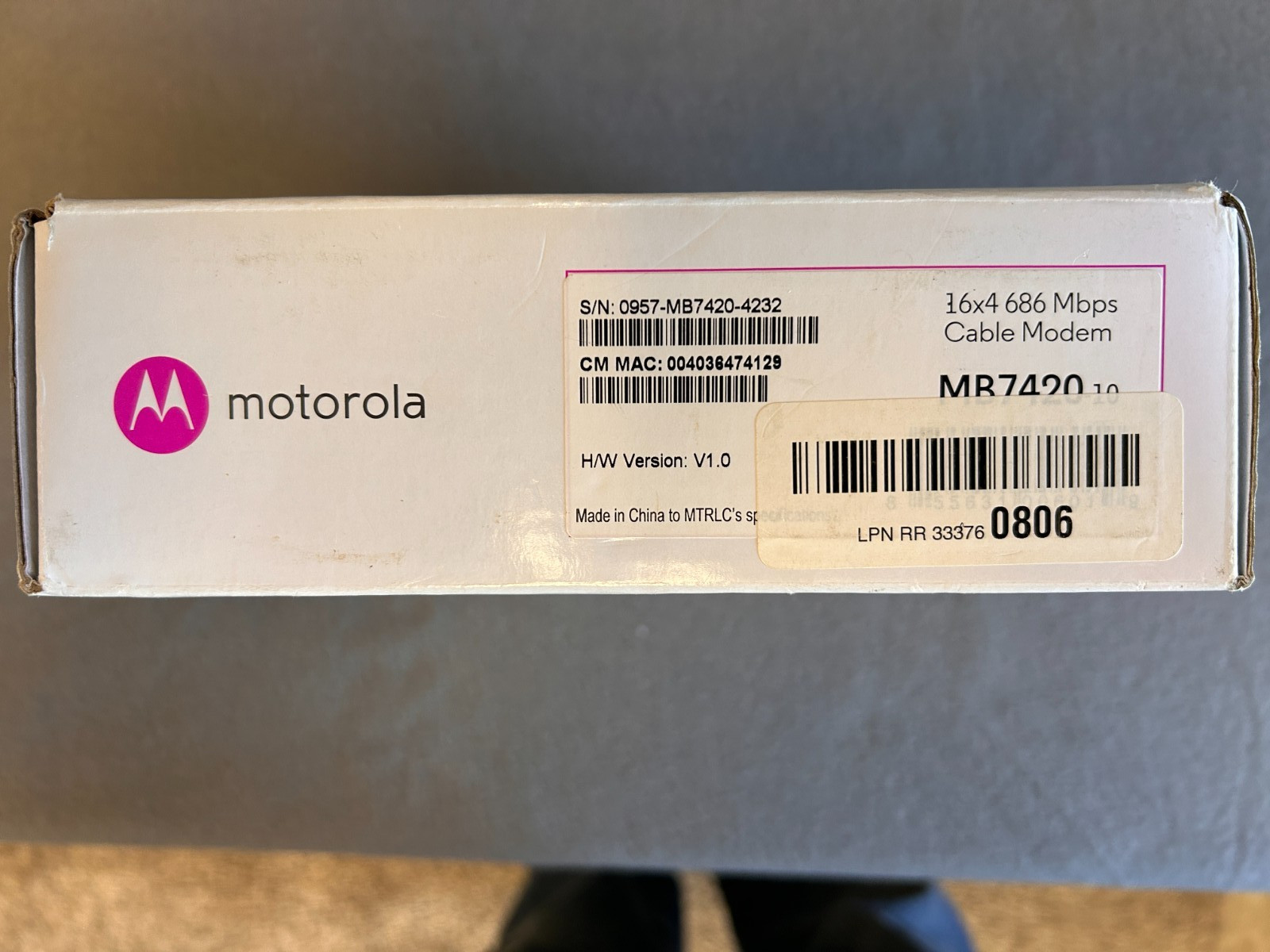 Motorola MB742010 686mbps DOCSIS 3.0 Cable Modem
