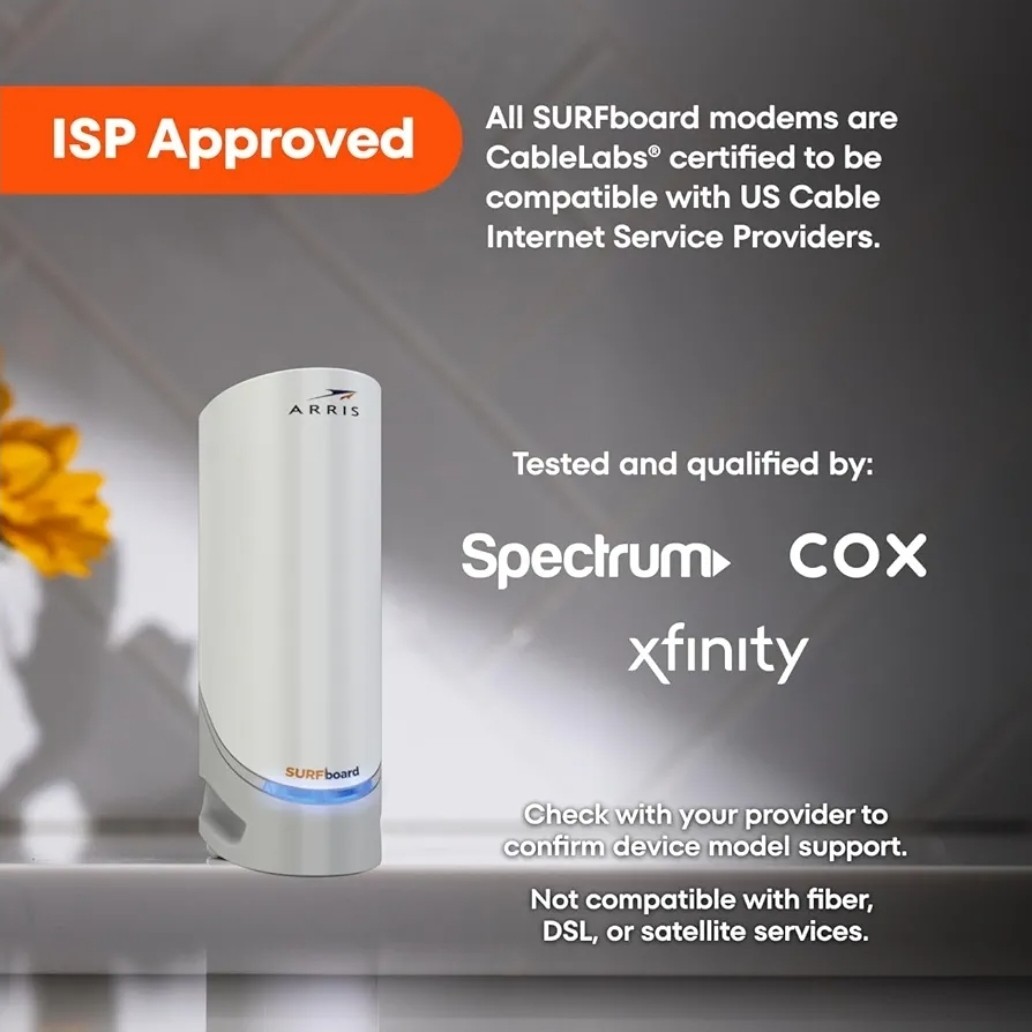 ARRIS SURFboard S33 DOCSIS 3.1 Multi‑Gig Cable Modem | 2.5Gbps + 1Gbps Ethernet