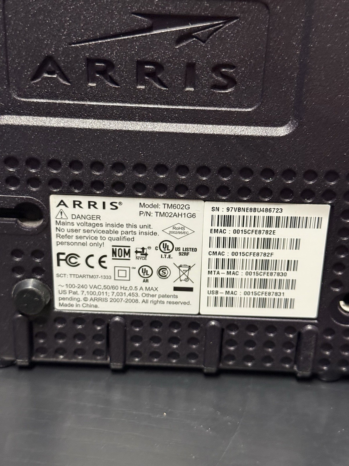 Arris TM602G Touchstone Telephony Cable Modem Phone Adapter Tested