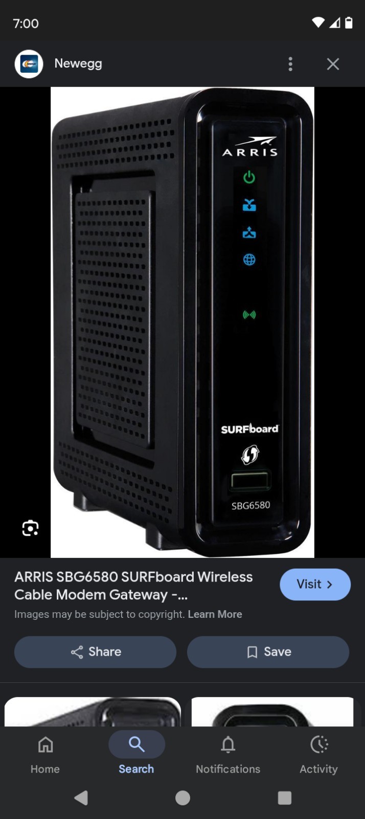 ARRIS SURFboard SBG6580 DOCSIS 3.0 Cable Modem/ Wi-Fi N300 2.4Ghz + N300 5GHz