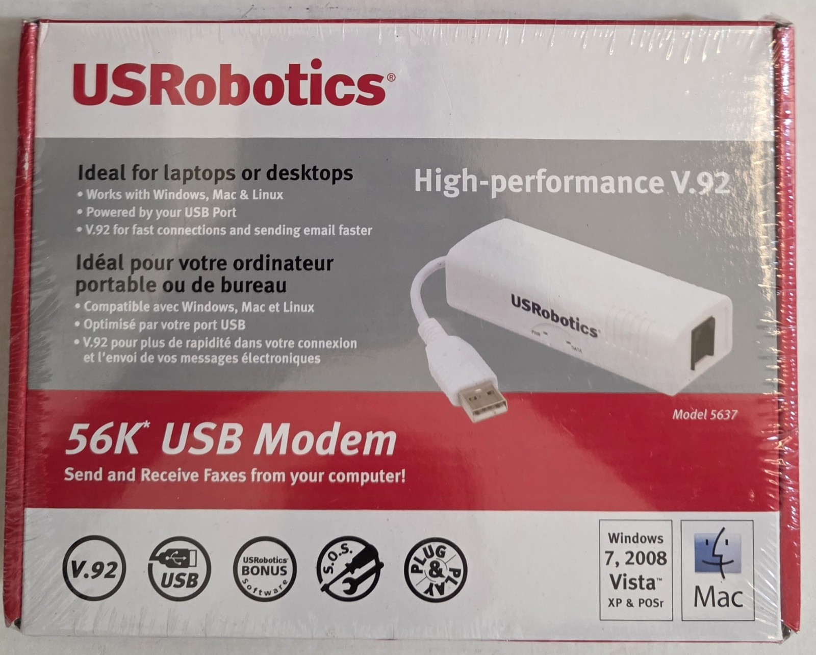 USRobotics USR5637 56 Kbps High-performance V.92 USB Modem BRAND NEW SEALED BOX