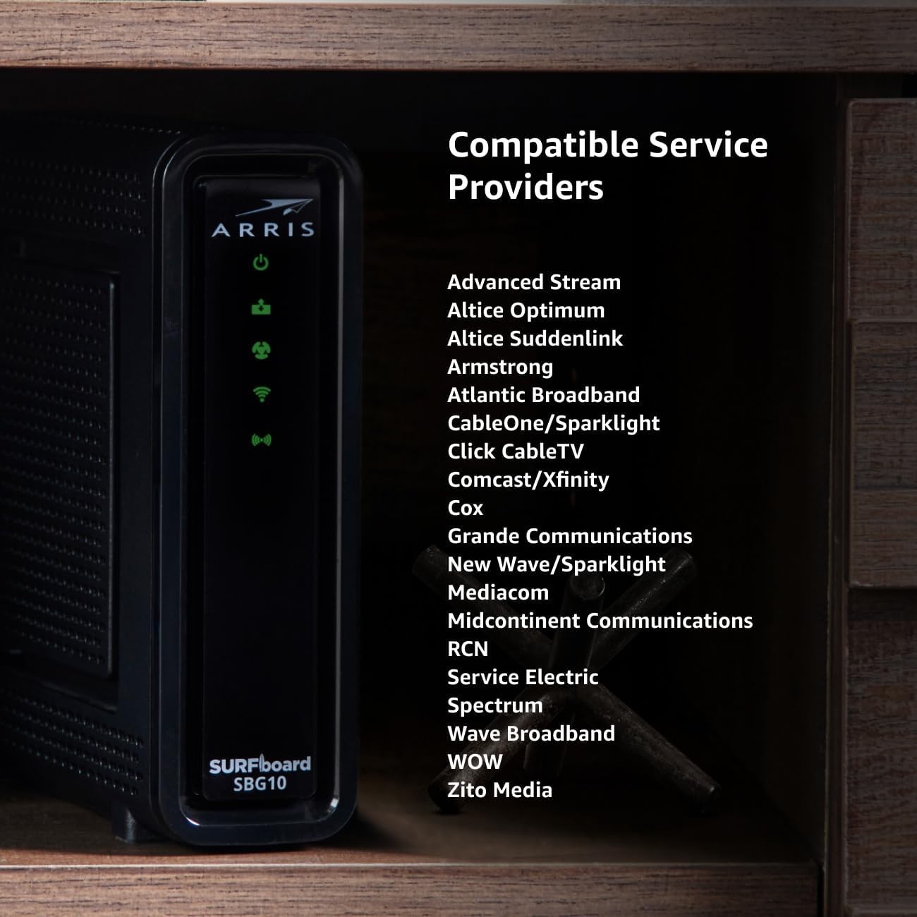 ARRIS SBG10 DOCSIS 3.0 Modem Router AC1600 for Xfinity/Cox (400 Mbps) WIFI