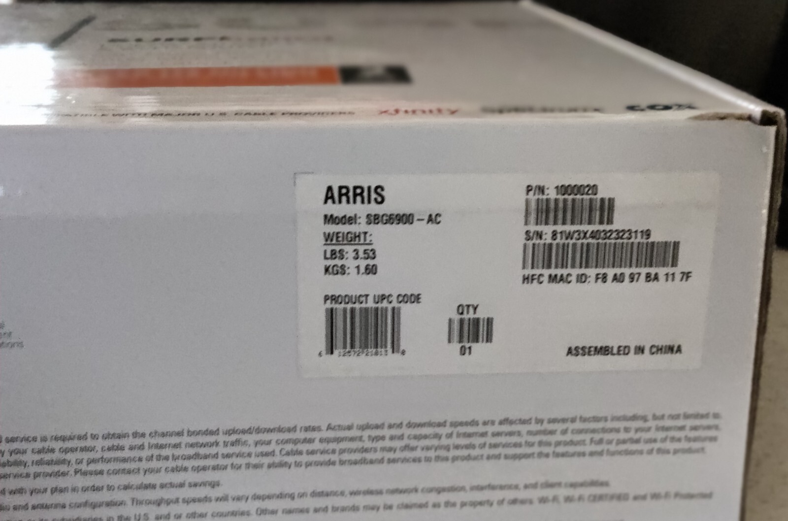 ARRIS SUFFBOARD SBG6900 -AC Docsis 3.0 Cable Mode. & Wi-Fi Router