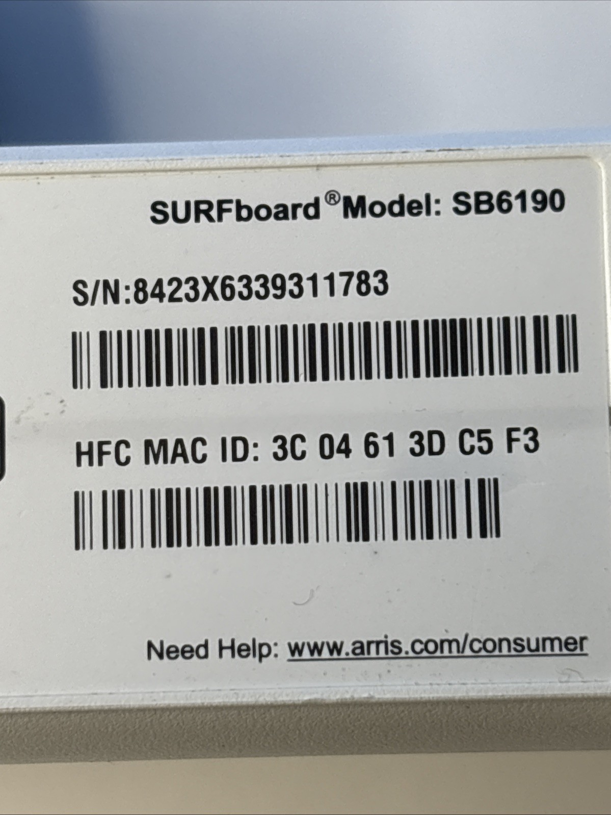 ARRIS SURFboard DOCSIS 3.0 Cable Modem SB6190 – White