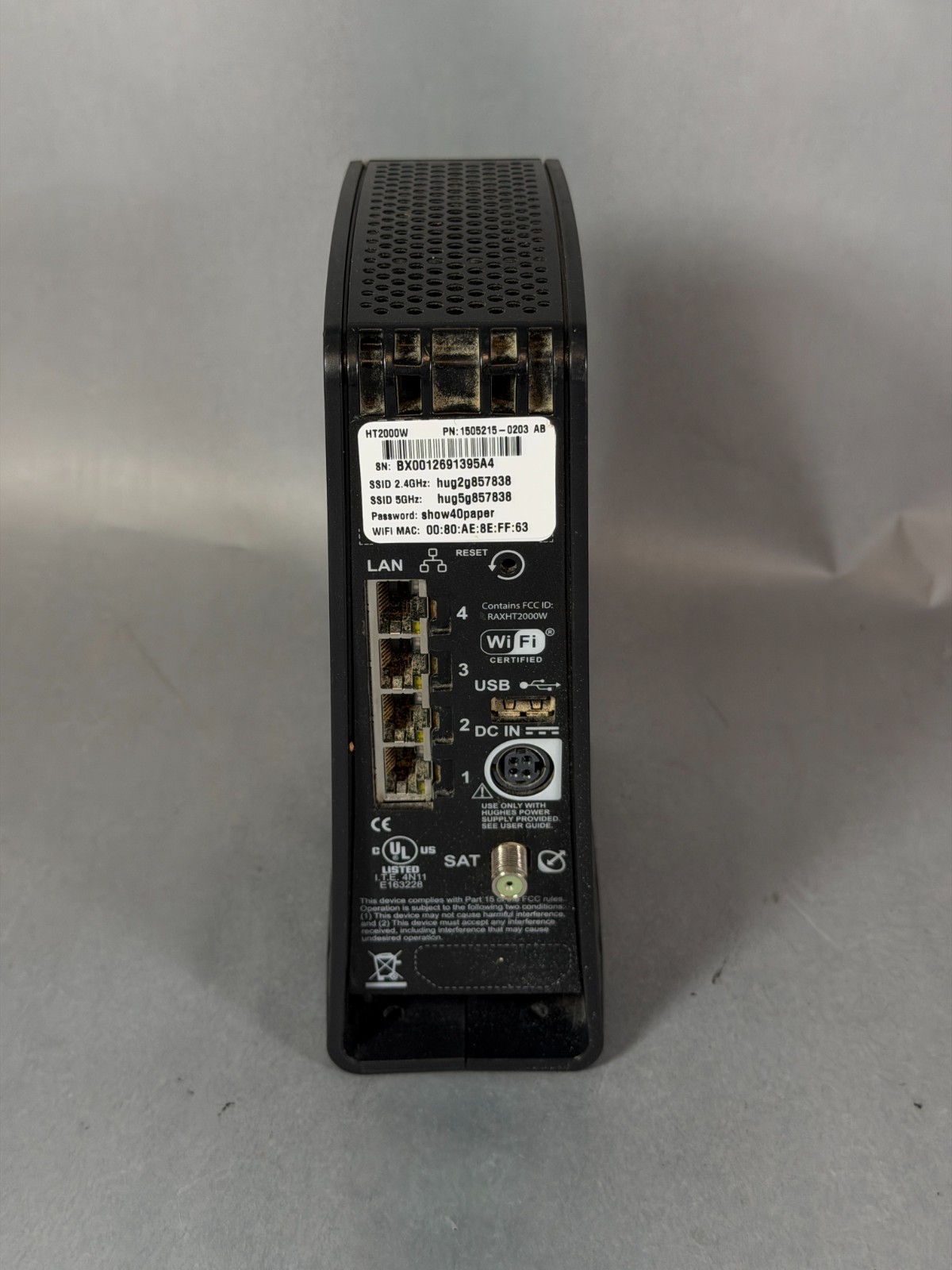 HughesNet HT2000W Black Satellite Dual Band 2.4Ghz-5Ghz Internet Modem Router
