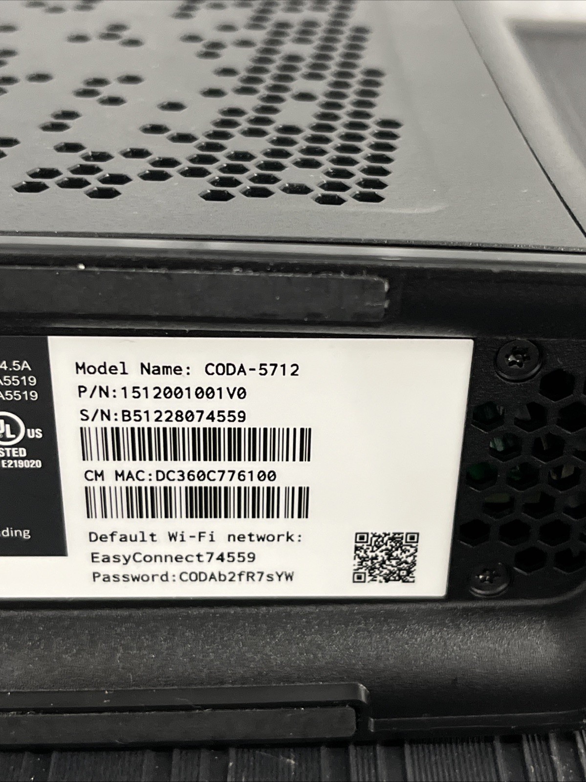 Hitron CODA-5712 Cable Modem Router DOCSIS 3.1 WiFi 6 2.5Gb Ethernet