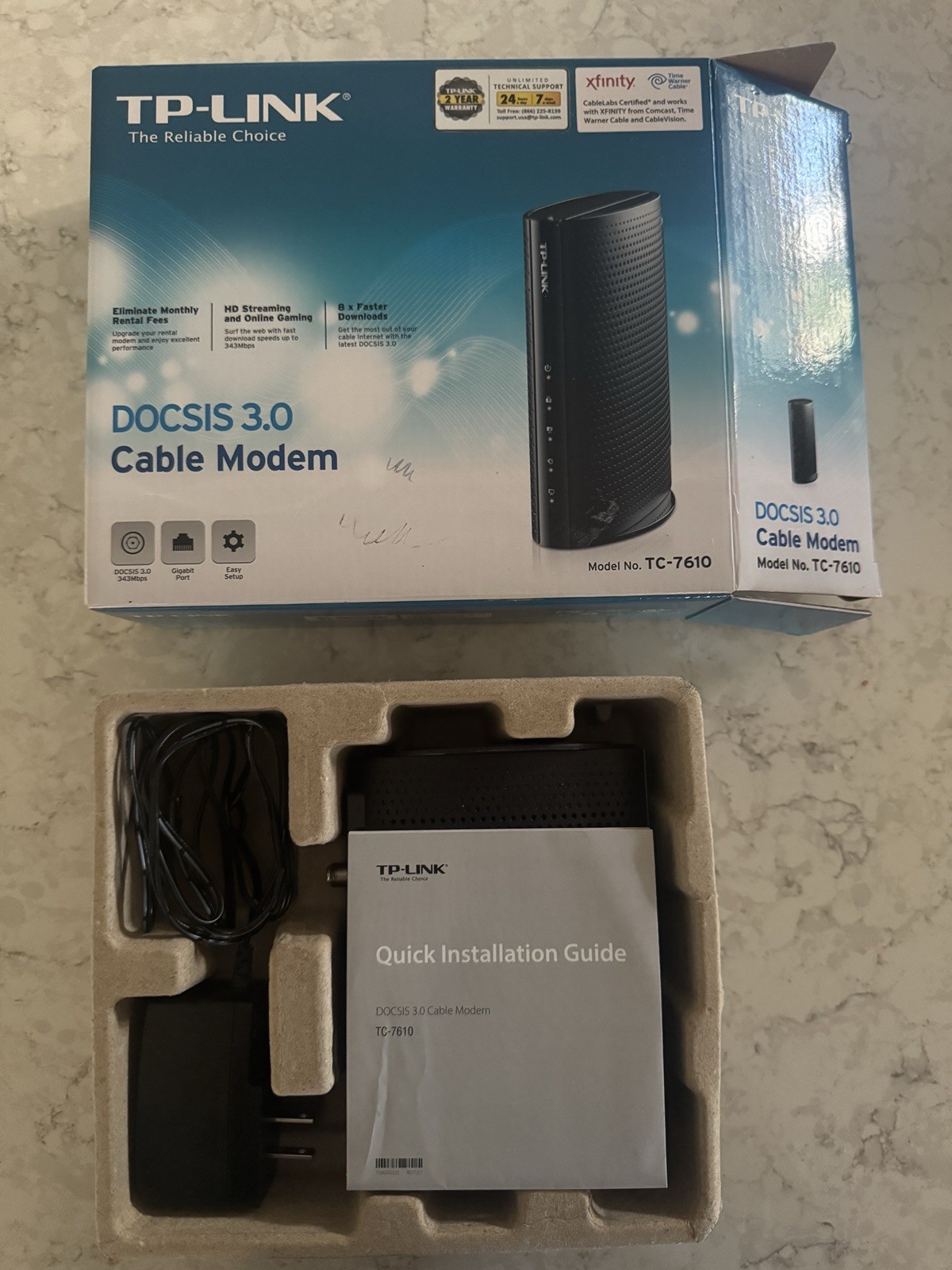 DOCSIS 3.0 Cable Moden TP-Link Modem Model: TC-7610 TC7610 TPLINK
