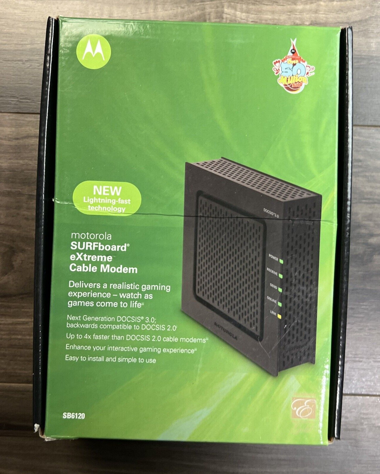 Motorola SB6120 SURFboard Docsis 3.0 Cable Modem, Black, 150 Mbps