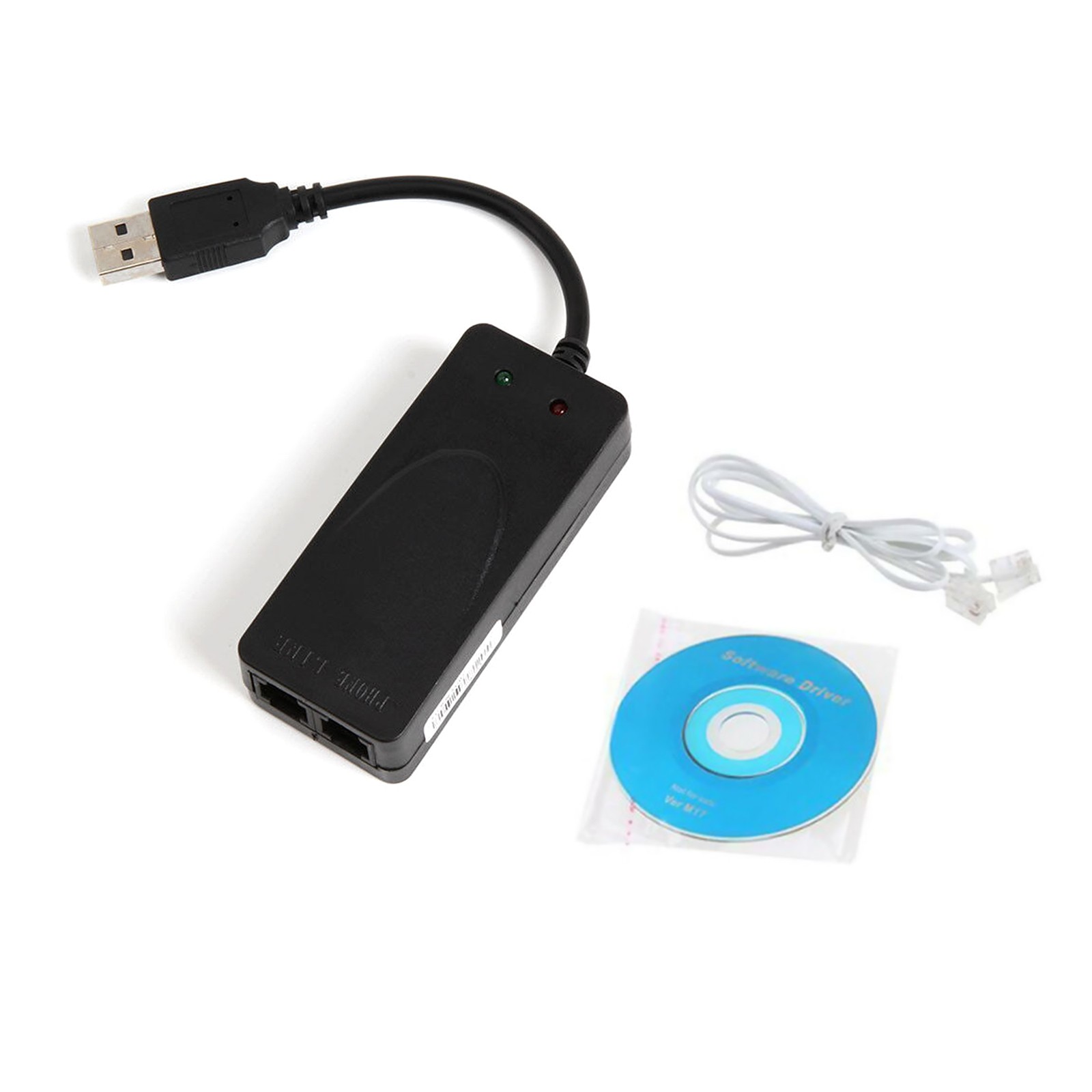 Dual RJ11 Ports USB 56K External Dial Up Voice Fax Data Modem For Windows 7 8 10