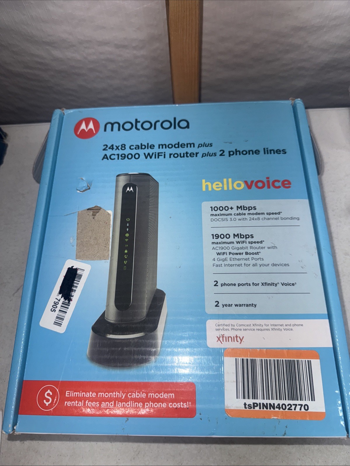 Motorola MT7711 24X8 Cable Modem and AC1900 Dual Band Wi-Fi Gigabit Router