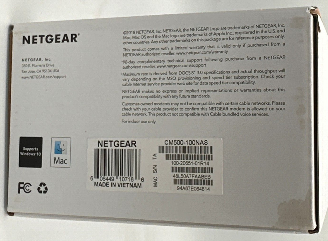 Netgear CM500 16×4 DOCSIS 3.0 680Mbps High Speed Cable Modem OPENBOX UNTESTED