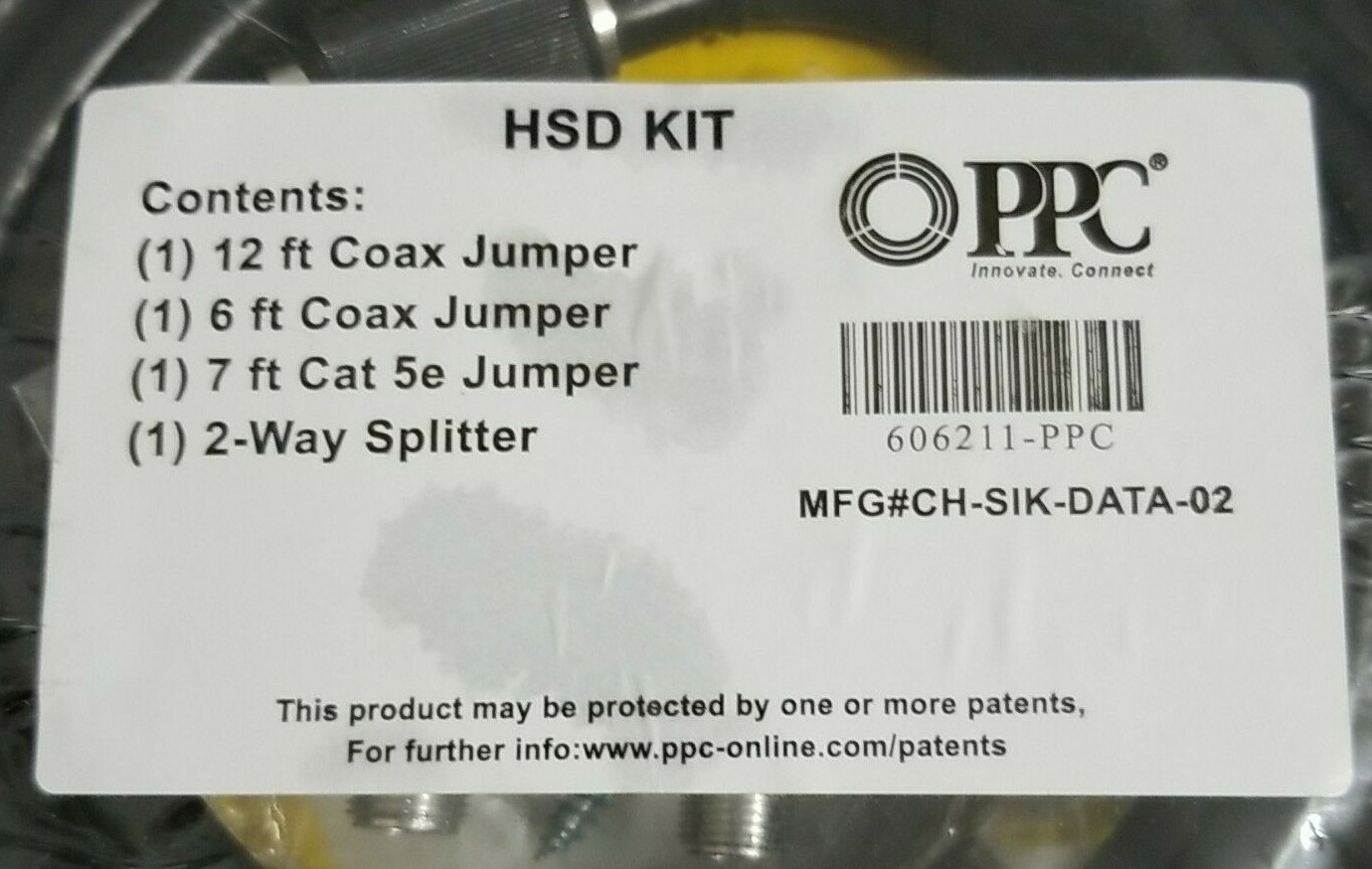 PPC HSD KIT Coax Jumpers, Cat 5e Jumper 2-Way Splitter Pack CH-SIK-DATA-02