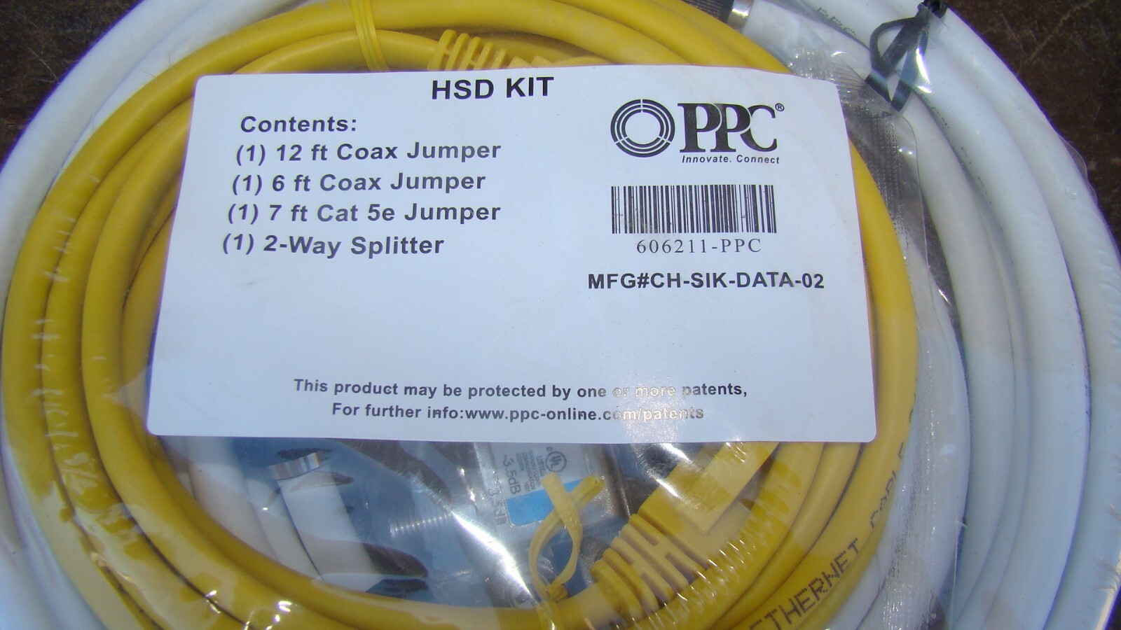 PPC HSD KIT Coax Jumpers, Cat 5e Jumper 2-Way Splitter Pack NEW ch-sik-data-02