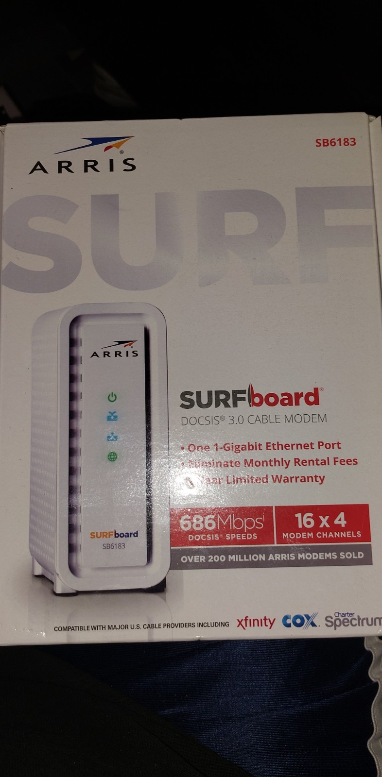 ARRIS Motorola SB6183 SURFboard DOCSIS 3.0 White Cable Modem BRAND NEW IN BOX