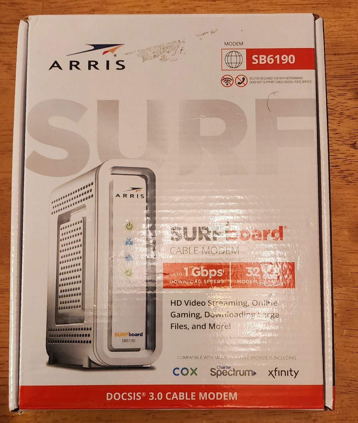 ARRIS SURFboard DOCSIS 3.0 Cable Modem – SB6190 New Sealed 32×8 Up To 1.4 Gbps