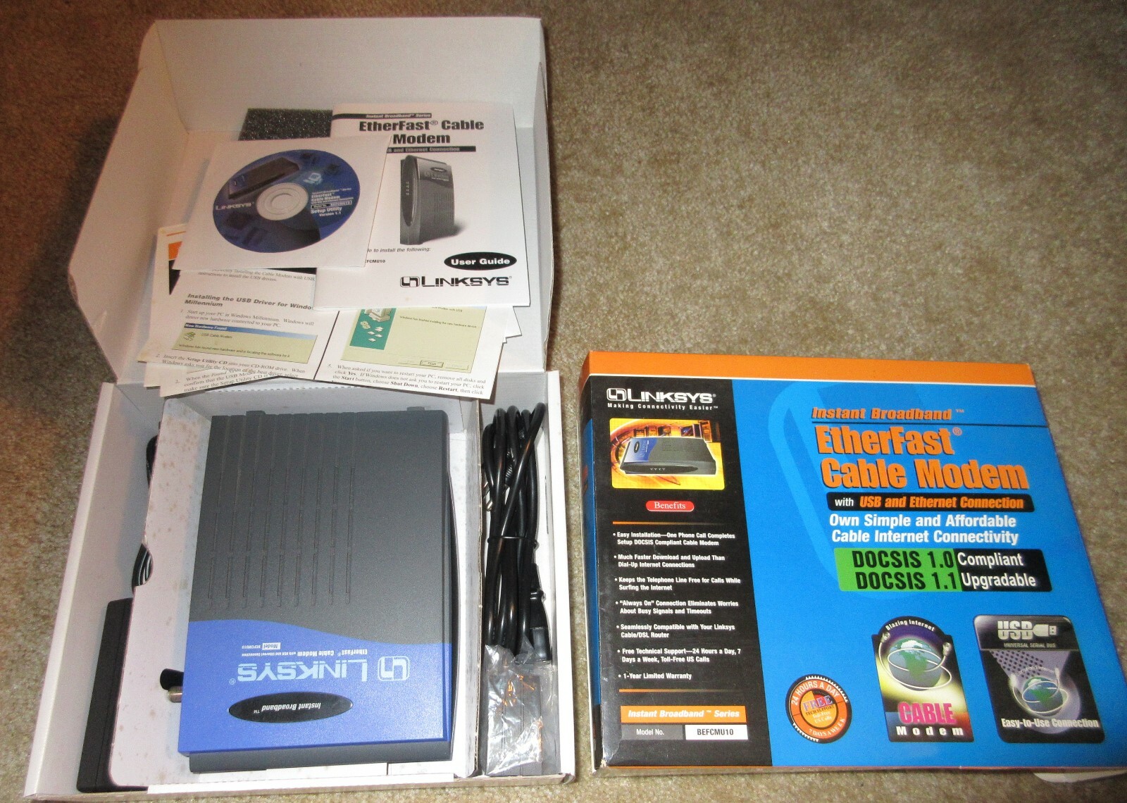 Linksys BEFCMU10 42.88 Mbps EtherFast Cable Modem USB/Ethernet IN BOX!