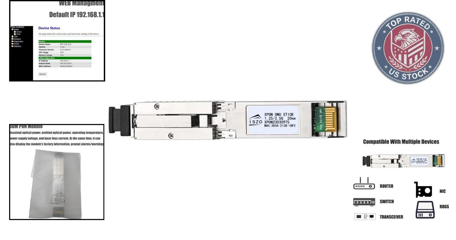High-Speed 2.5G ONU SFP Stick for Router & Media Converter Compatibility