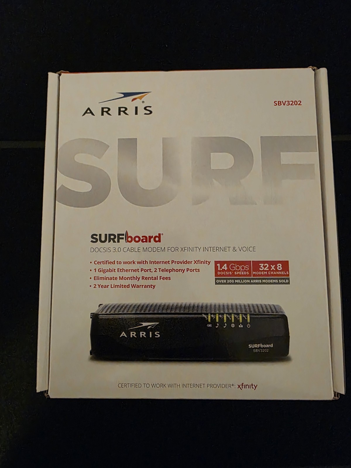 ARRIS SURFboard SBV3202 DOCSIS 3.0 Cable Modem Xfinity 2 Telephony 1.4Gbps