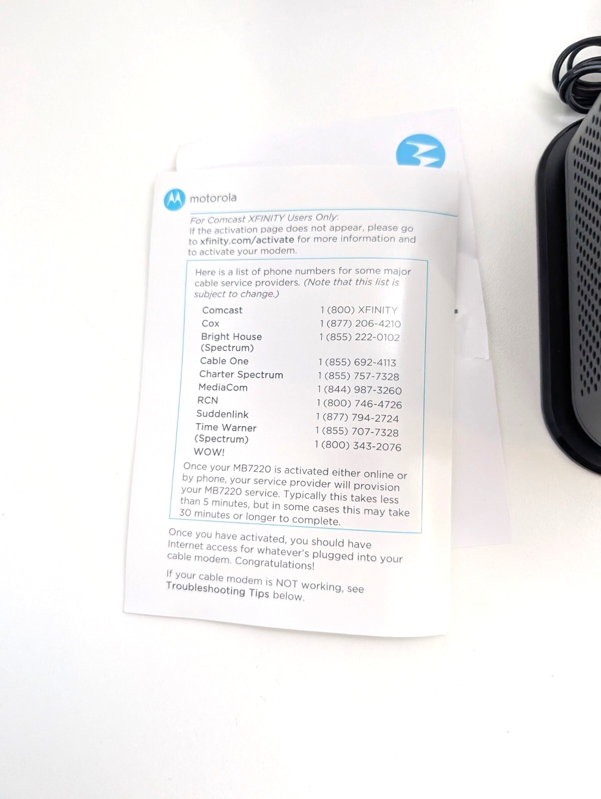 Motorola MB7220 343Mbps DOCSIS 3.0 Cable Modem