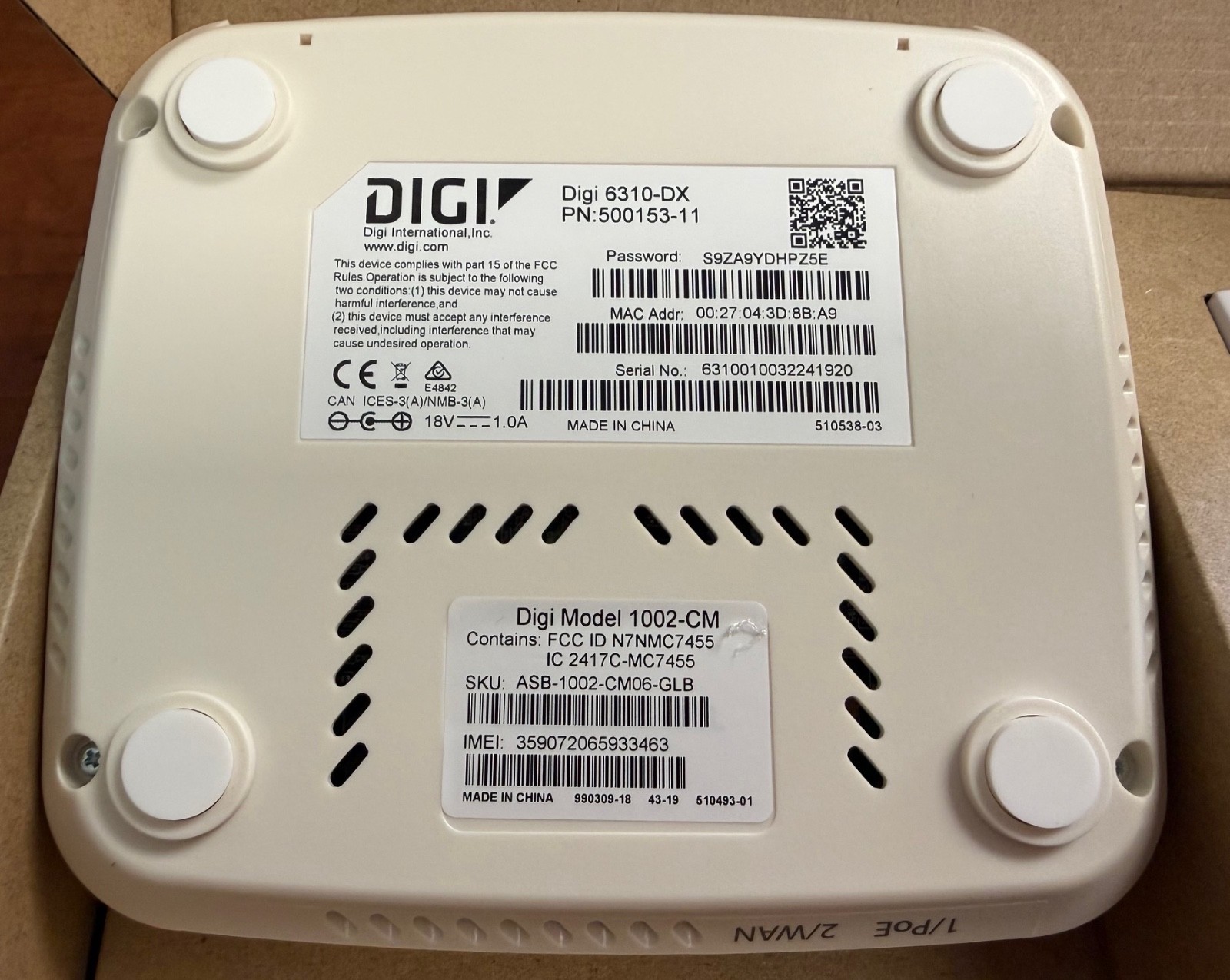 Digi 6310-DX LTE Cellular Router Gateway w/ Accelerated 1002-CM Modem Open Box