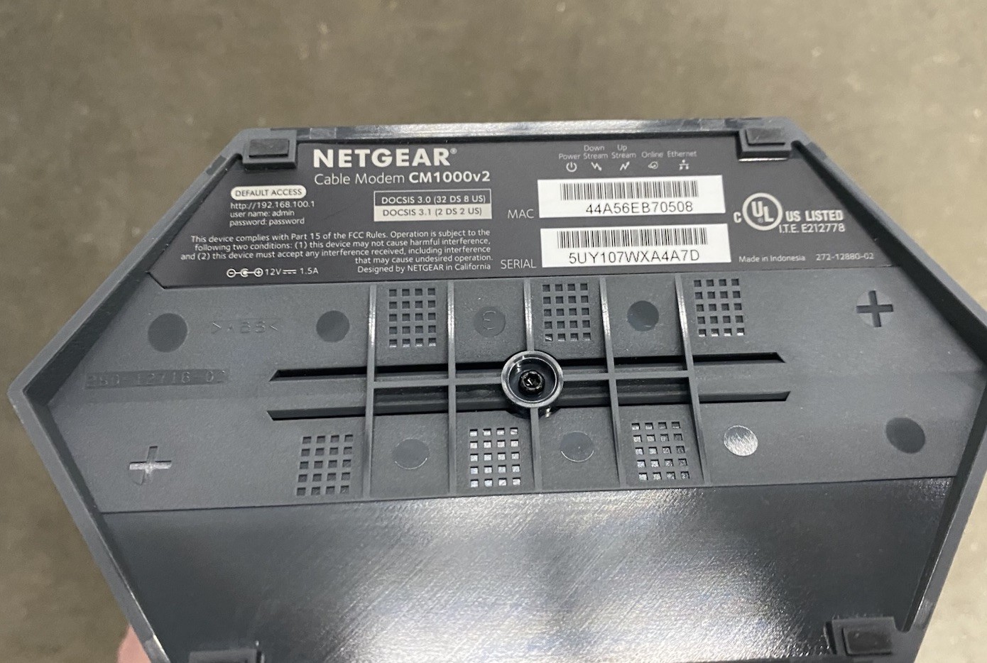 Netgear CM1000v2  High-Speed Cable Modem – Black No Original Box