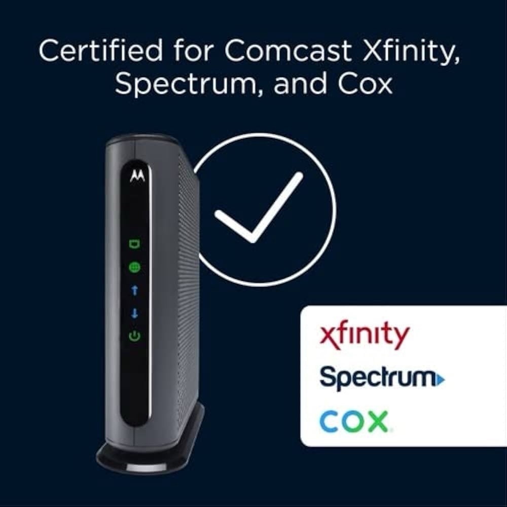 MOTOROLA 8×4 Cable Modem, Model MB7220, 343 Mbps DOCSIS 3.0,