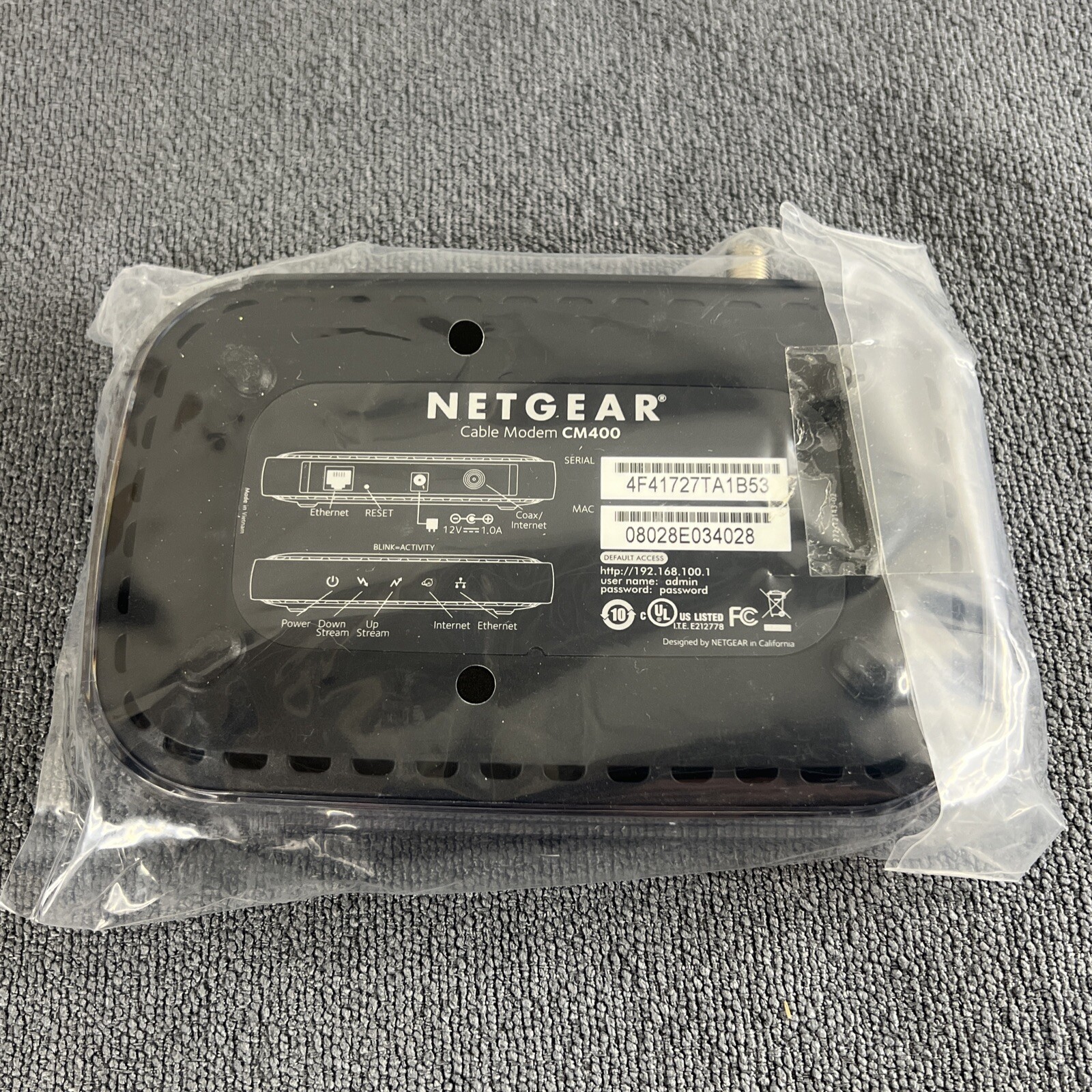 Netgear Modem DOCSIS 3.0 Cable Modem Xfinity-Time Warner CM400AZNA