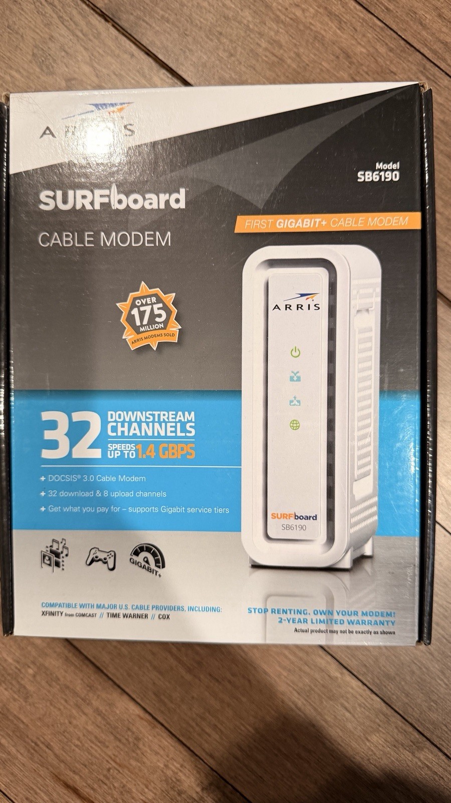ARRIS Surfboard SB6190-RB DOCSIS 3.0 Cable Modem, White (Renewed)