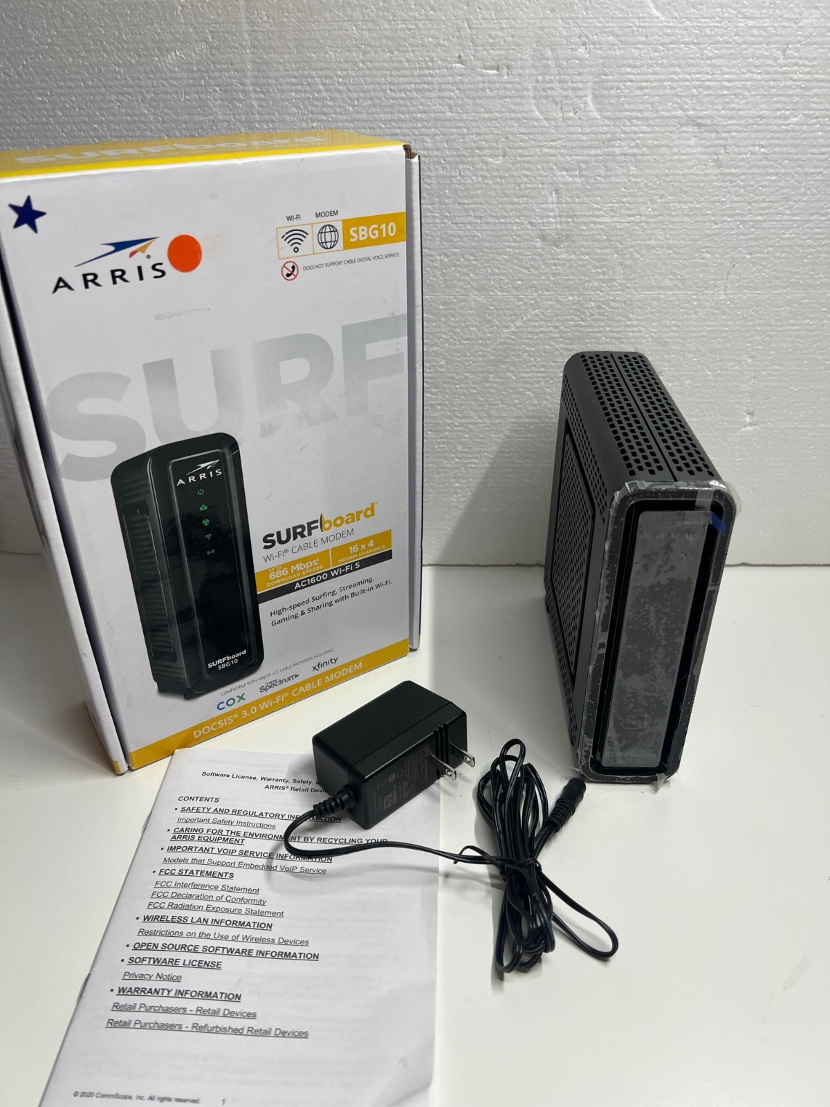 Arris SURFboard SBG10 Wireless Router – Cable Modem 2-Port Switch – 1GbE – WiFi5