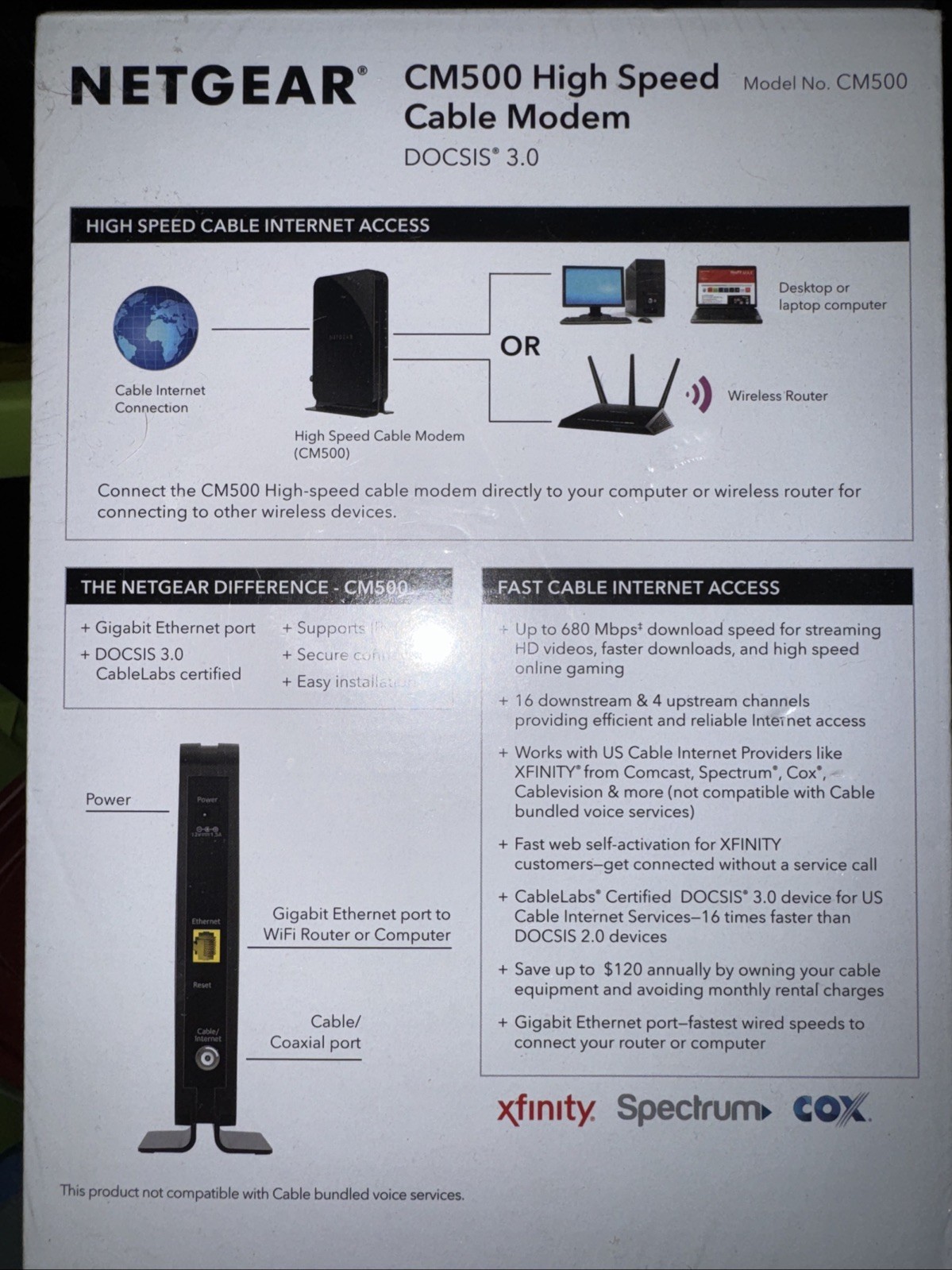 NETGEAR CM500 (CM500100NAS) 680 Mbps – Black