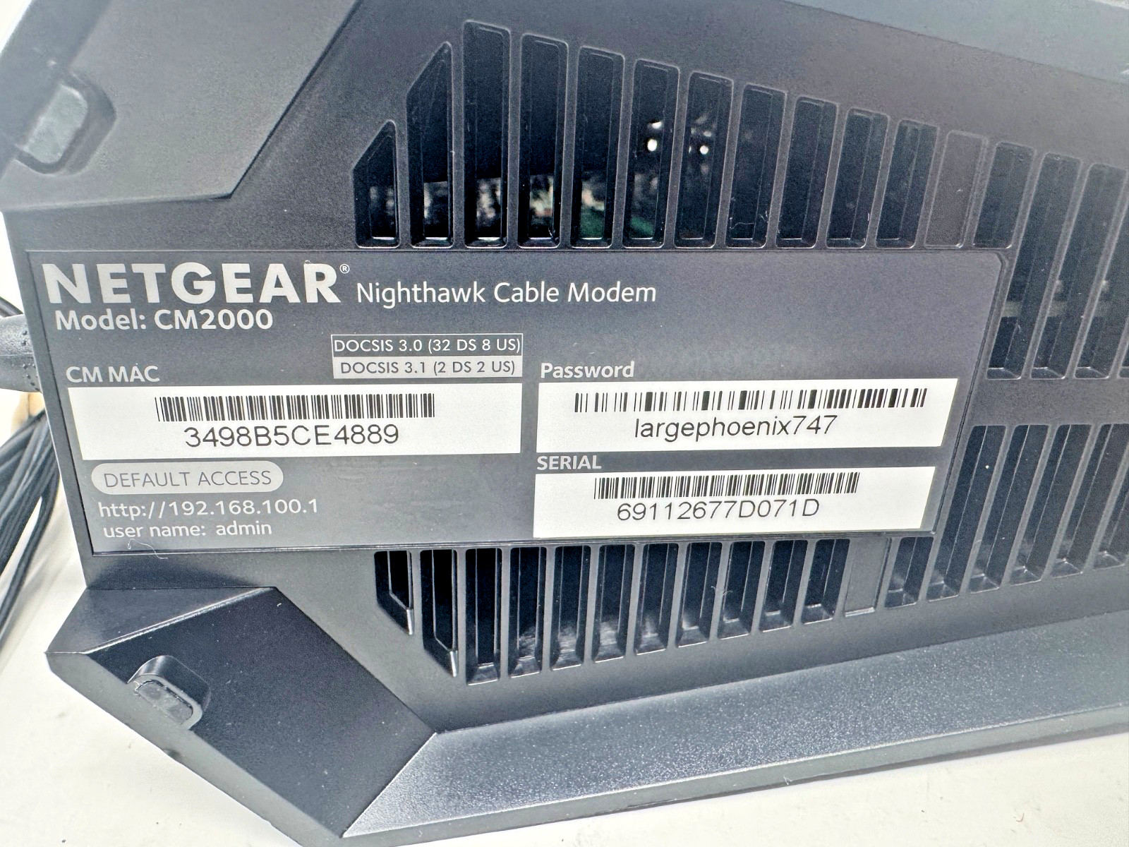 NETGEAR CM2000 Nighthawk 2.5 Gbps Multi Gig DOCSIS 3.1 Cable Modem