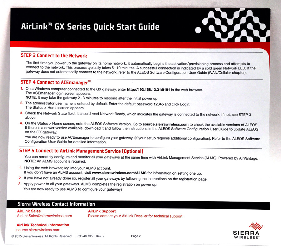 Sierra Wireless AirLink GX440 – Wireless Cellular Modem (MFG PN:1101688)