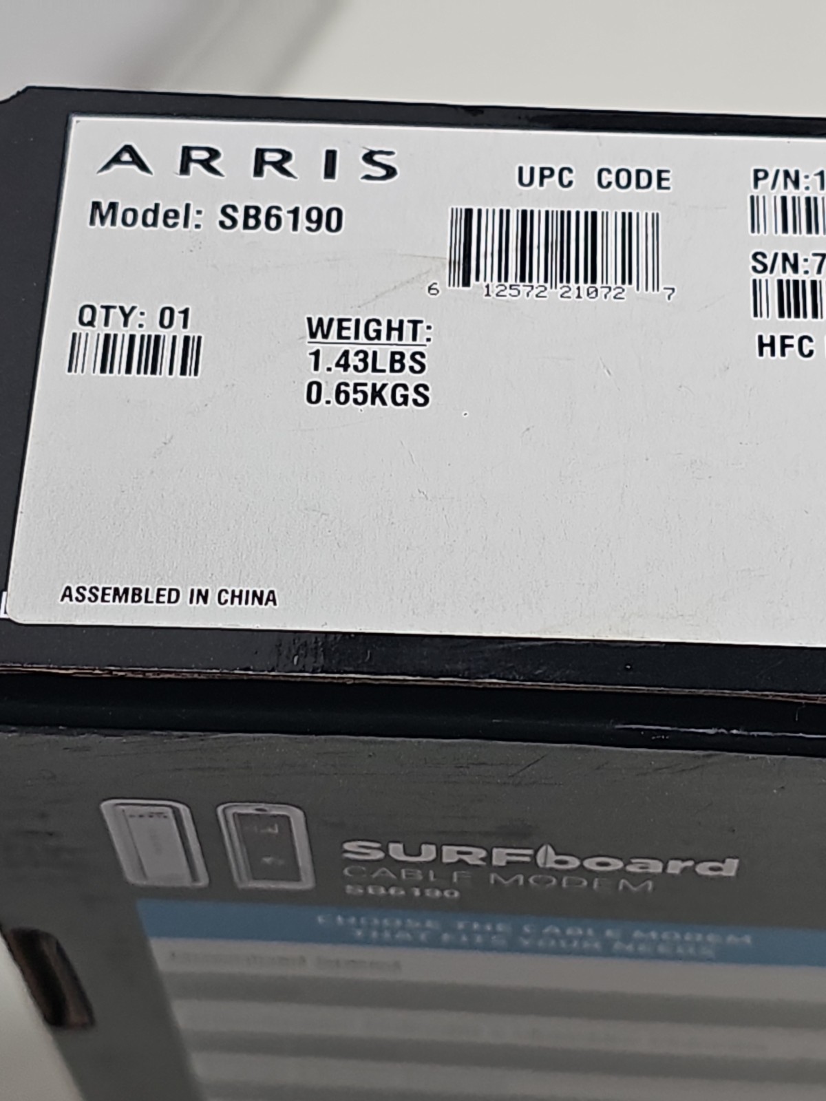 ARRIS Surfboard SB6190 – 32×8 Docsis 3.0 Cable Modem – White